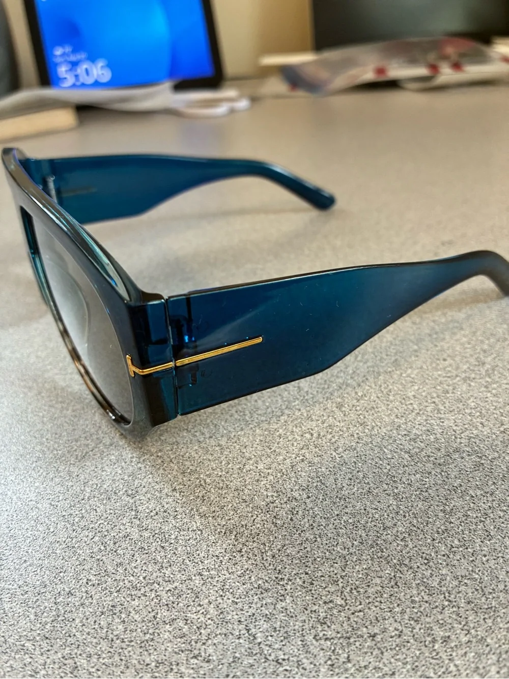 Blue Gradient Men's Sunglasses with Tortoiseshell Accent